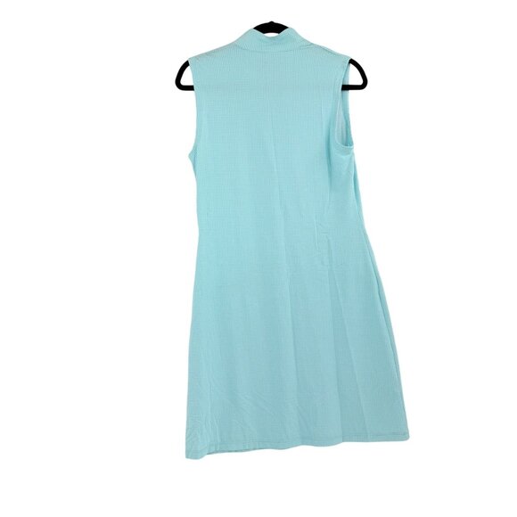 IBKUL Womens Sleeveless Aqua Gingham Zip Neck Dress S UPF 50+ Cool Feel Nylon Bl - Picture 2 of 12